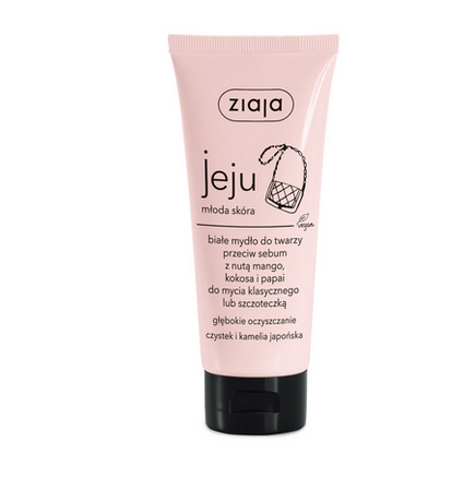 Săpun alb de față Ziaja împotriva sebumului cu o tentă de mango, nucă de cocos și papaya 75 ml